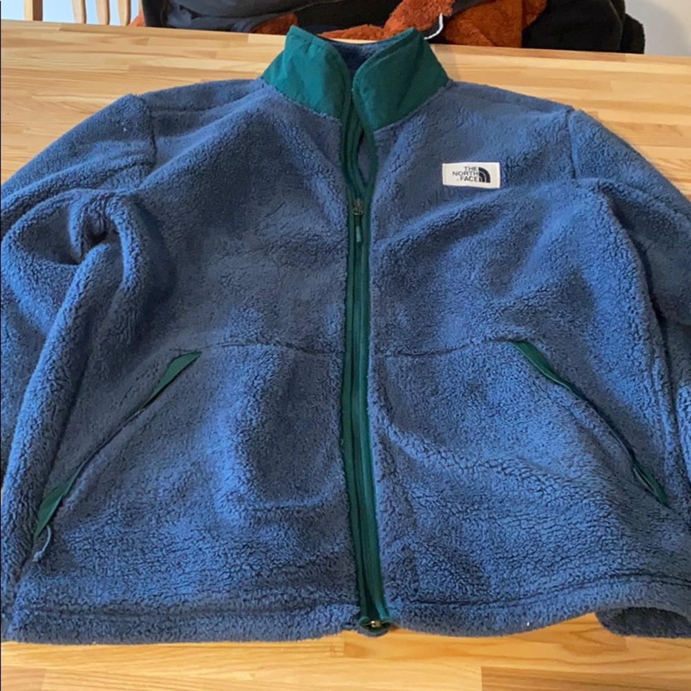 Blue north face teddy jacket. Super soft!